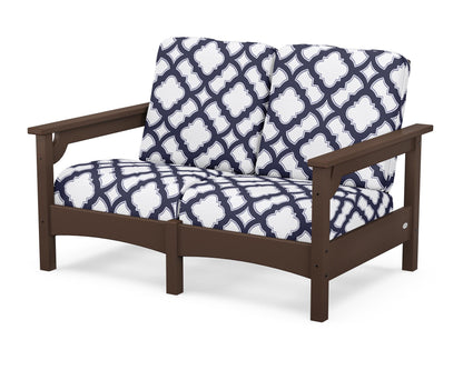 POLYWOOD® Club Loveseat in Mahogany / Trellis Navy