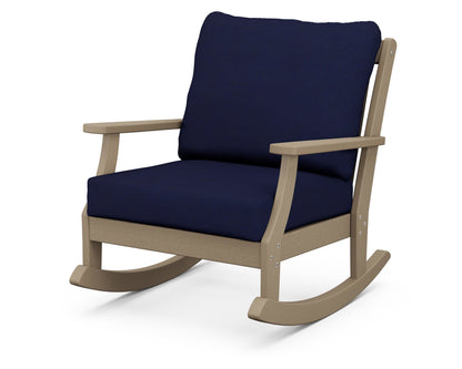 POLYWOOD® Braxton Deep Seating Rocking Chair in Vintage Sahara / Navy