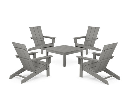 POLYWOOD® 5-Piece Modern Studio Adirondack Chair Conversation Group in Slate Grey