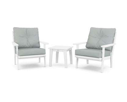 POLYWOOD® Lakeside 3-Piece Deep Seating Chair Set in White / Spa