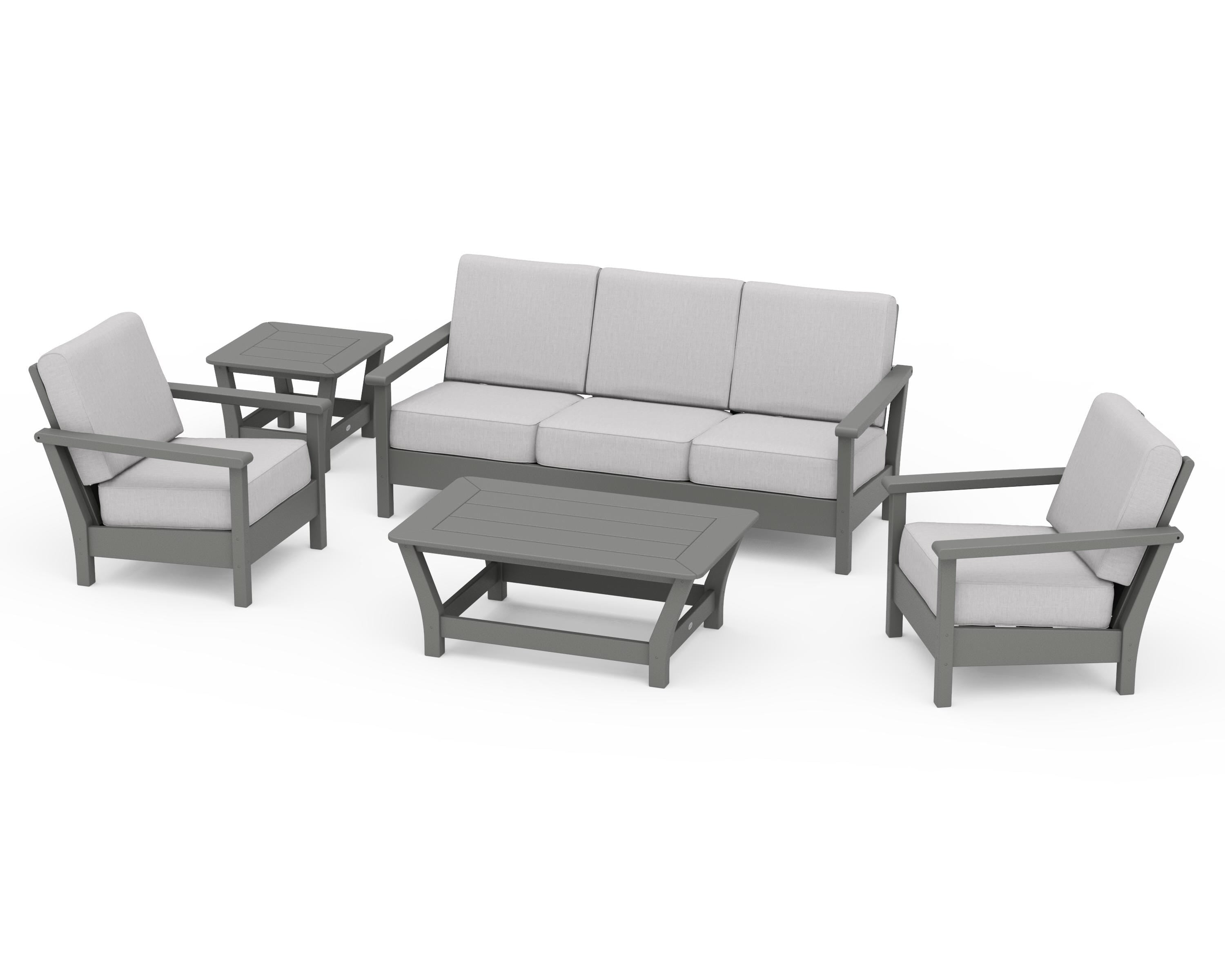 POLYWOOD® Harbour 5-Piece Deep Seating Set in Slate Grey / Granite
