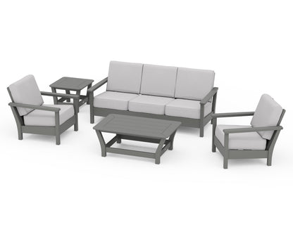 POLYWOOD® Harbour 5-Piece Deep Seating Set in Slate Grey / Granite