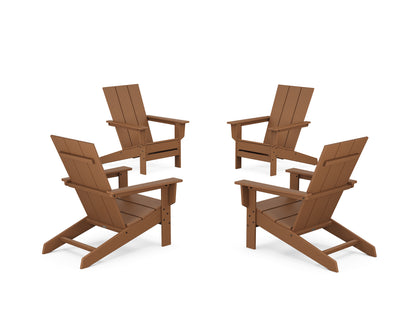 POLYWOOD® 4-Piece Modern Studio Adirondack Chair Conversation Set in Teak