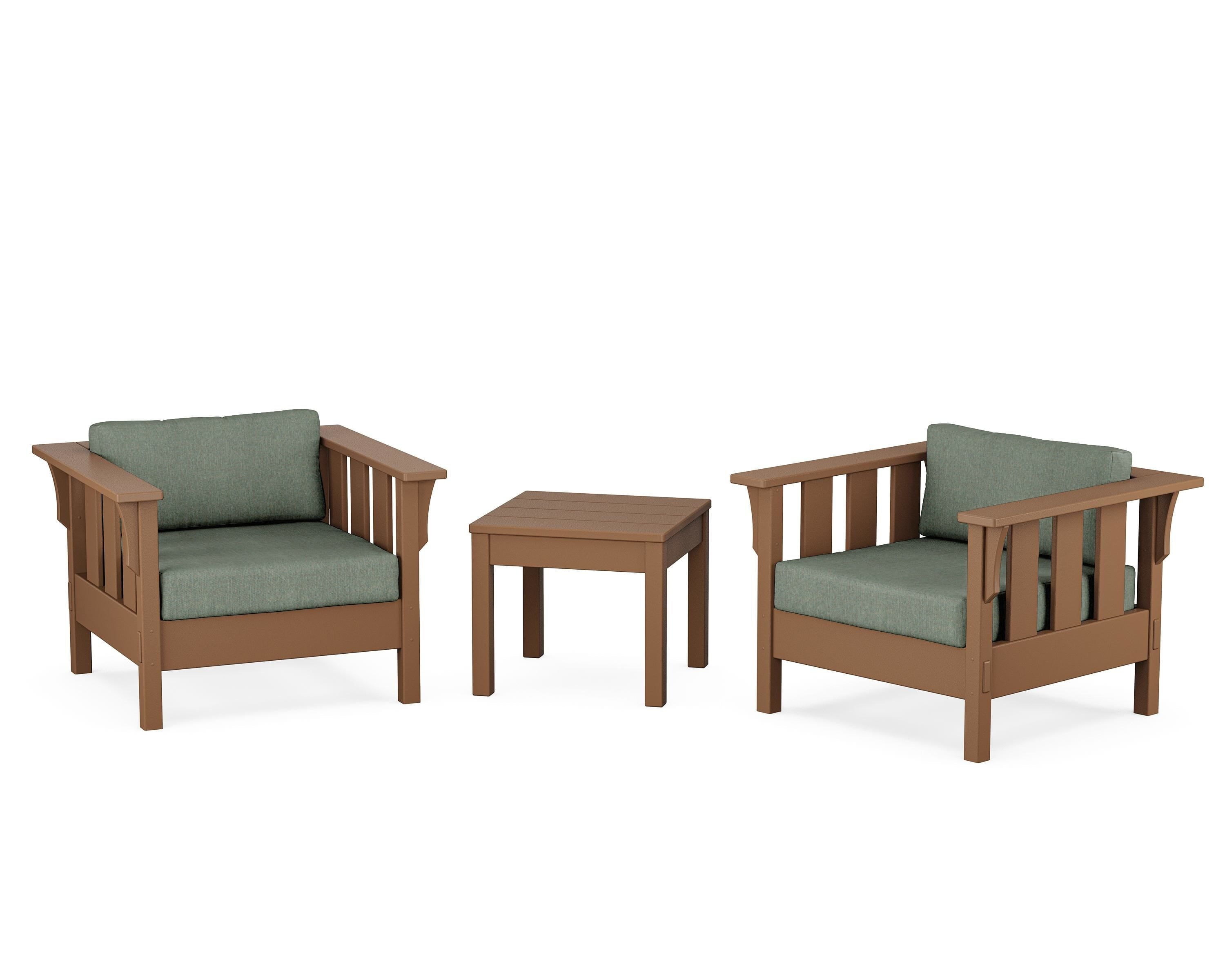 Martha Stewart by POLYWOOD® Acadia 3-Piece Deep Seating Set in Teak / Cast Sage