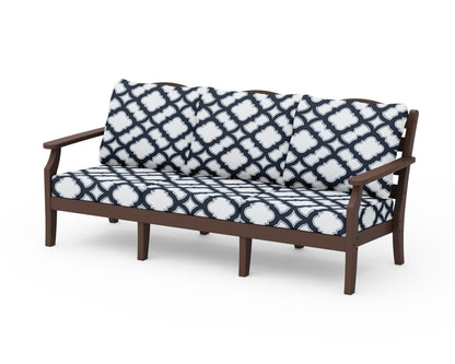 Draper James™ by  POLYWOOD® Savannah Deep Seating Sofa in Mahogany / Trellis Marine Indigo