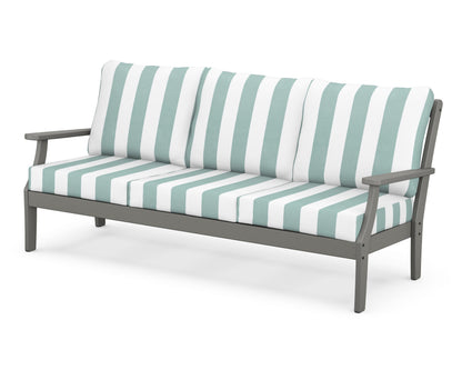 POLYWOOD® Braxton Deep Seating Sofa in Slate Grey / Cabana Stripe Glacier Spa