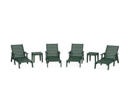 POLYWOOD® Captain Chaise 6-Piece Set with Arms in Green