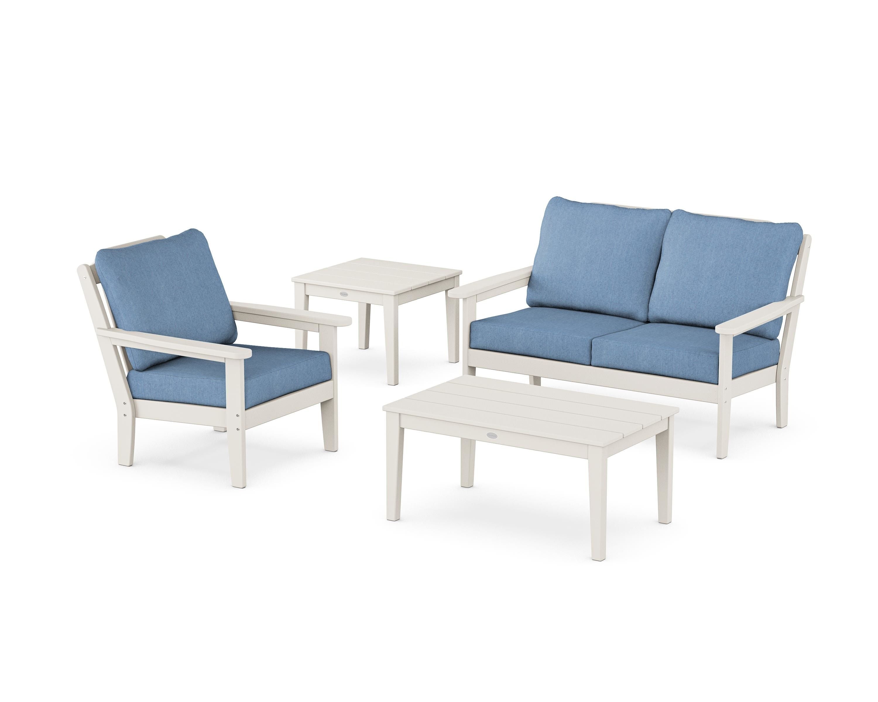 Country Living Wovendale 4-Piece Deep Seating Set in Sand / Sky Blue