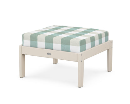 POLYWOOD® Braxton Deep Seating Ottoman in Sand / Buffalo Plaid Glacier Spa