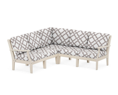 POLYWOOD® Braxton Modular 5-Piece Deep Seating Set in Sand / Trellis Grey Mist