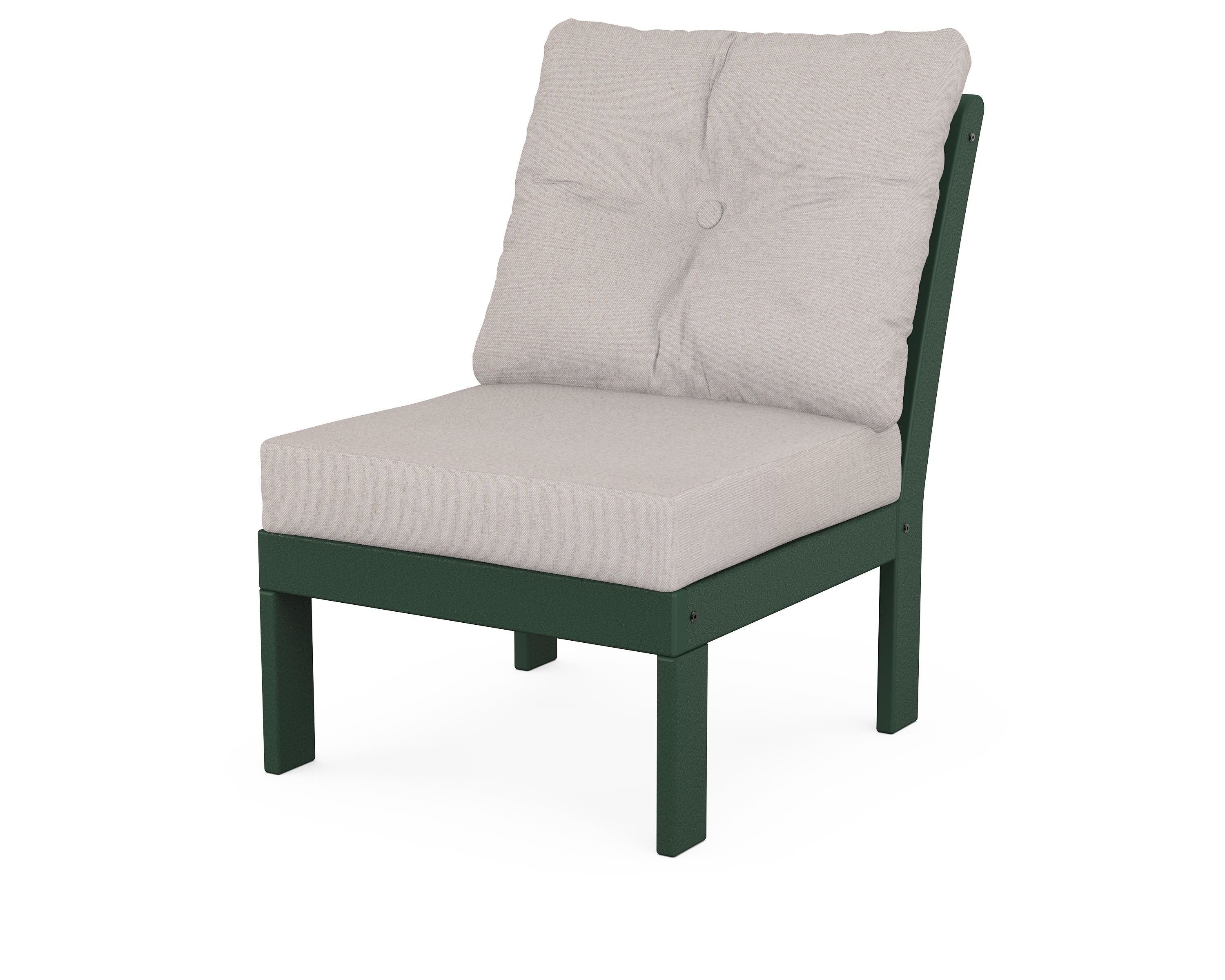 POLYWOOD® Vineyard Modular Armless Chair in Green / Dune Burlap