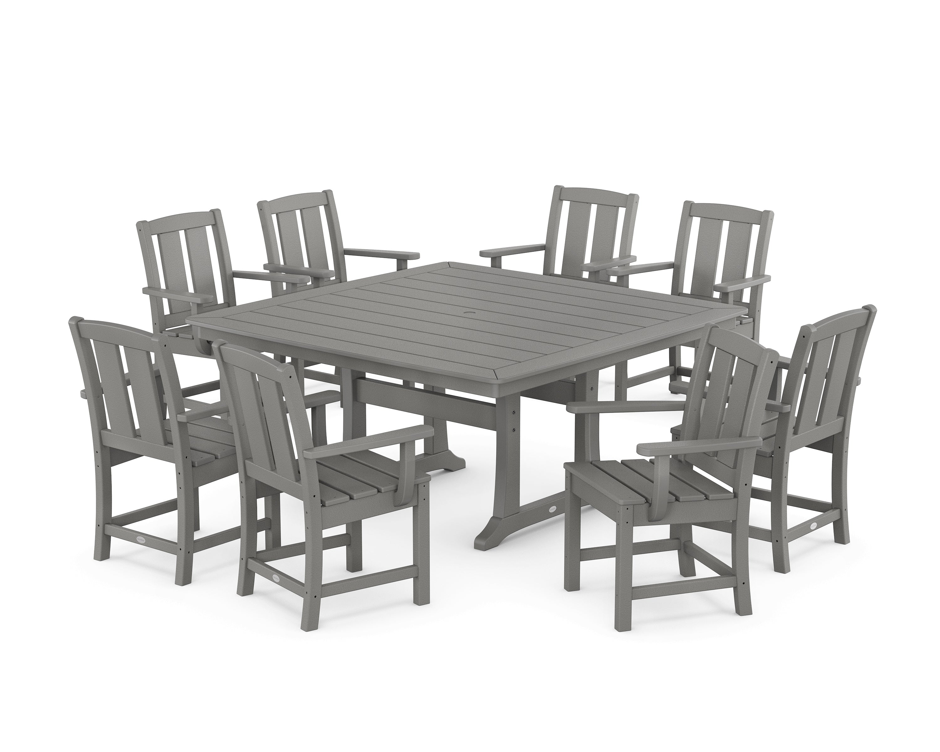 POLYWOOD® Mission 9-Piece Square Dining Set with Trestle Legs in Slate Grey
