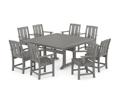 POLYWOOD® Mission 9-Piece Square Dining Set with Trestle Legs in Slate Grey