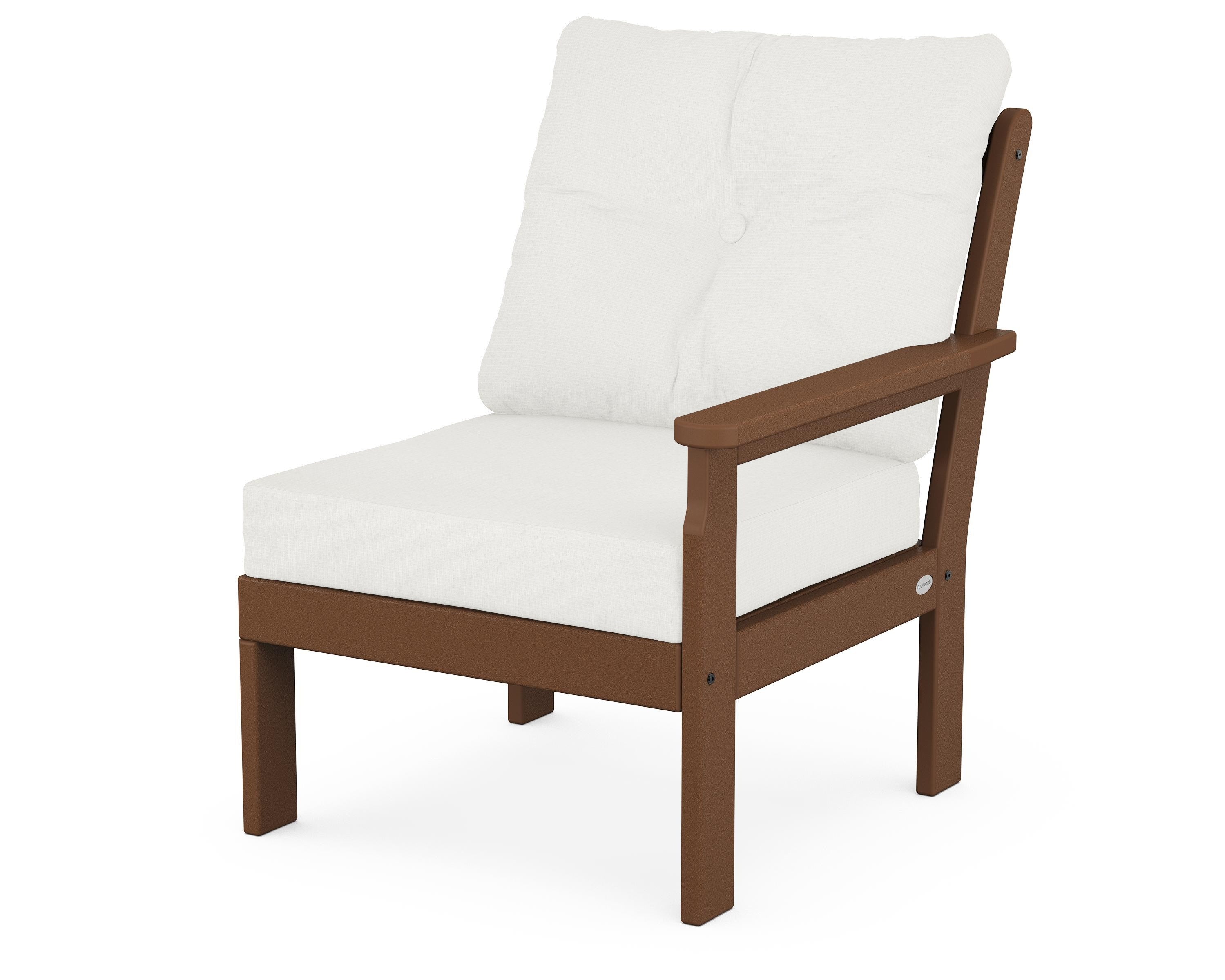 POLYWOOD® Vineyard Modular Right Arm Chair in Teak / Natural Linen