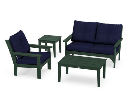 POLYWOOD® Vineyard 4-Piece Deep Seating Set in Green / Navy