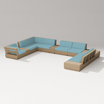 PW Designer Series Elevate 12-Piece Conversation Sectional Set in Vintage Sahara / Lattice Sky Blue