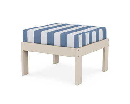 POLYWOOD® Vineyard Modular Ottoman in Sand / Cabana Stripe Sky Blue