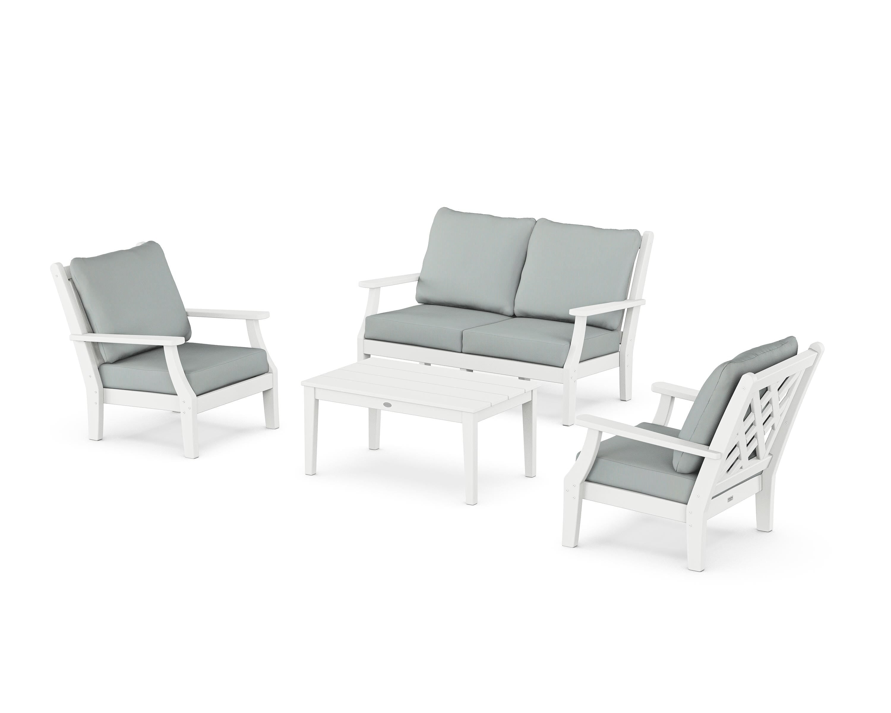 Country Living Wovendale 4-Piece Deep Seating Set with Loveseat in White / Spa