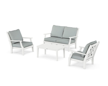 Country Living Wovendale 4-Piece Deep Seating Set with Loveseat in White / Spa