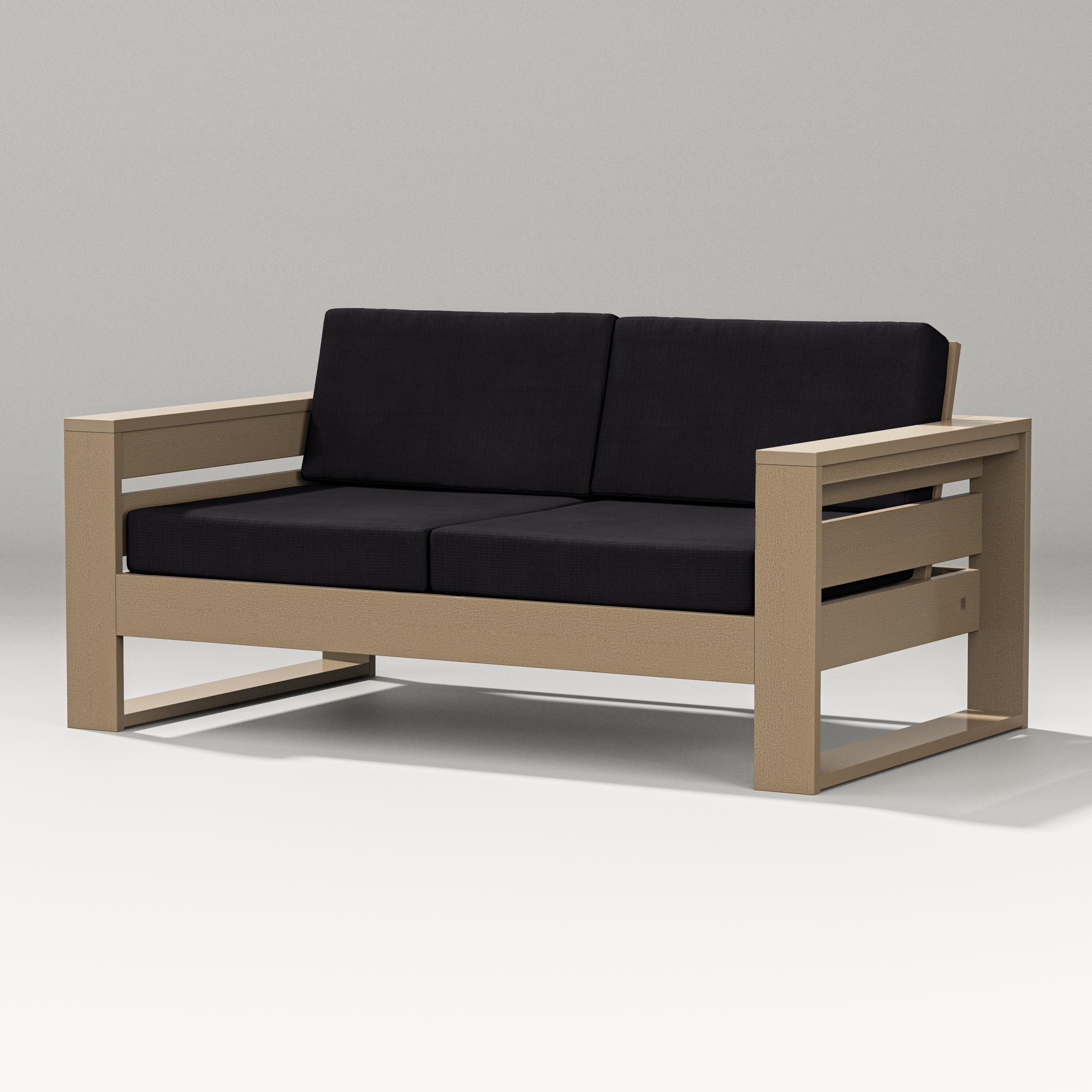 PW Designer Series Latitude Loveseat in Vintage Sahara / Midnight Linen