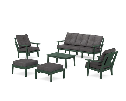 POLYWOOD® Prairie 6-Piece Lounge Sofa Set in Green / Ash Charcoal