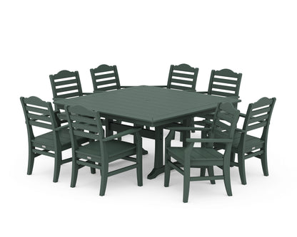 POLYWOOD® Savannah 9-Piece Square Dining Set with Trestle Legs in Green