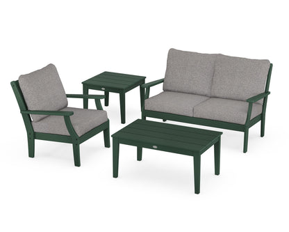POLYWOOD® Braxton 4-Piece Deep Seating Set in Green / Grey Mist