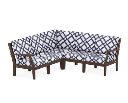 POLYWOOD® Braxton Modular 5-Piece Deep Seating Set in Mahogany / Trellis Navy