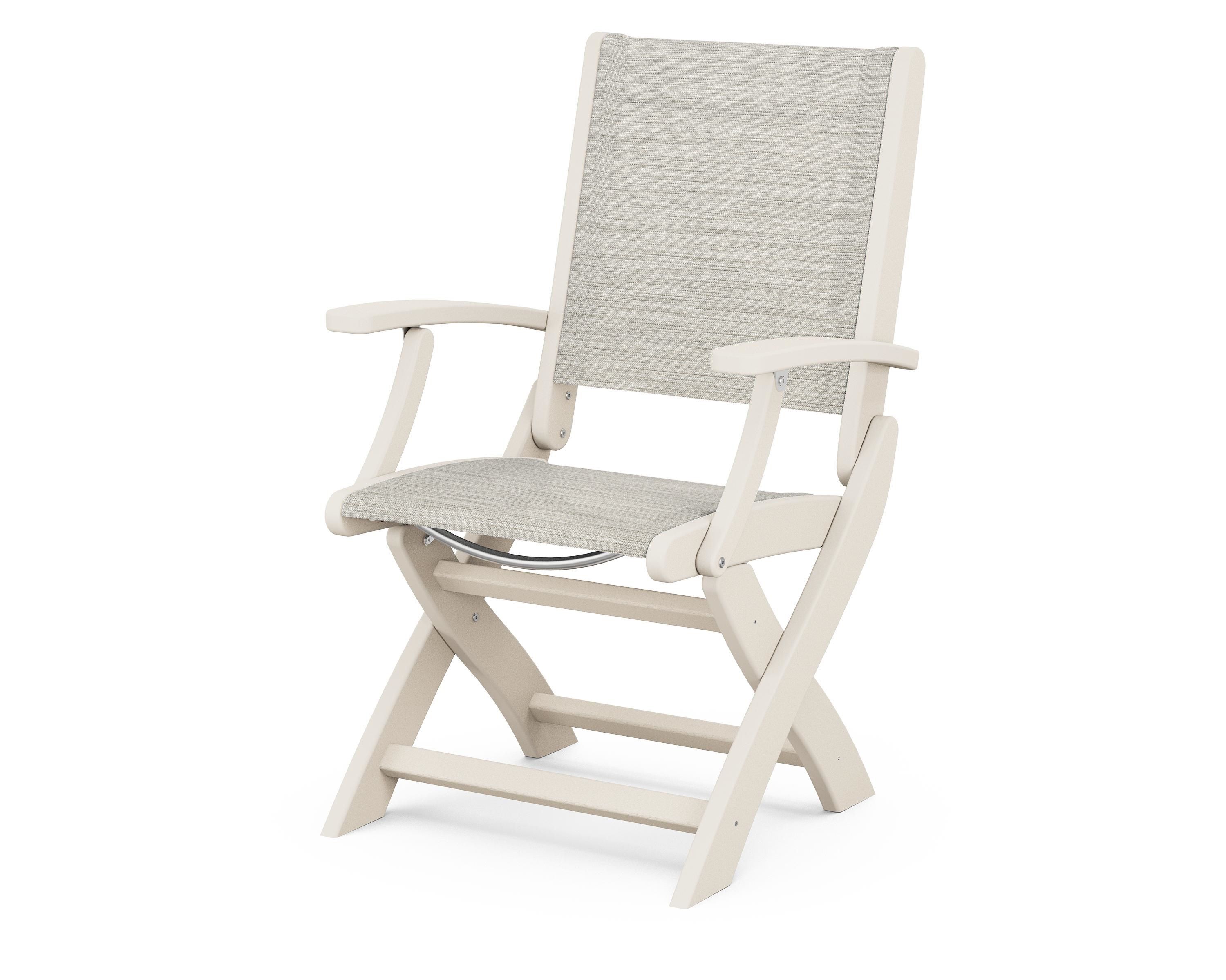 POLYWOOD® Coastal Folding Chair in Sand / Birch Sling