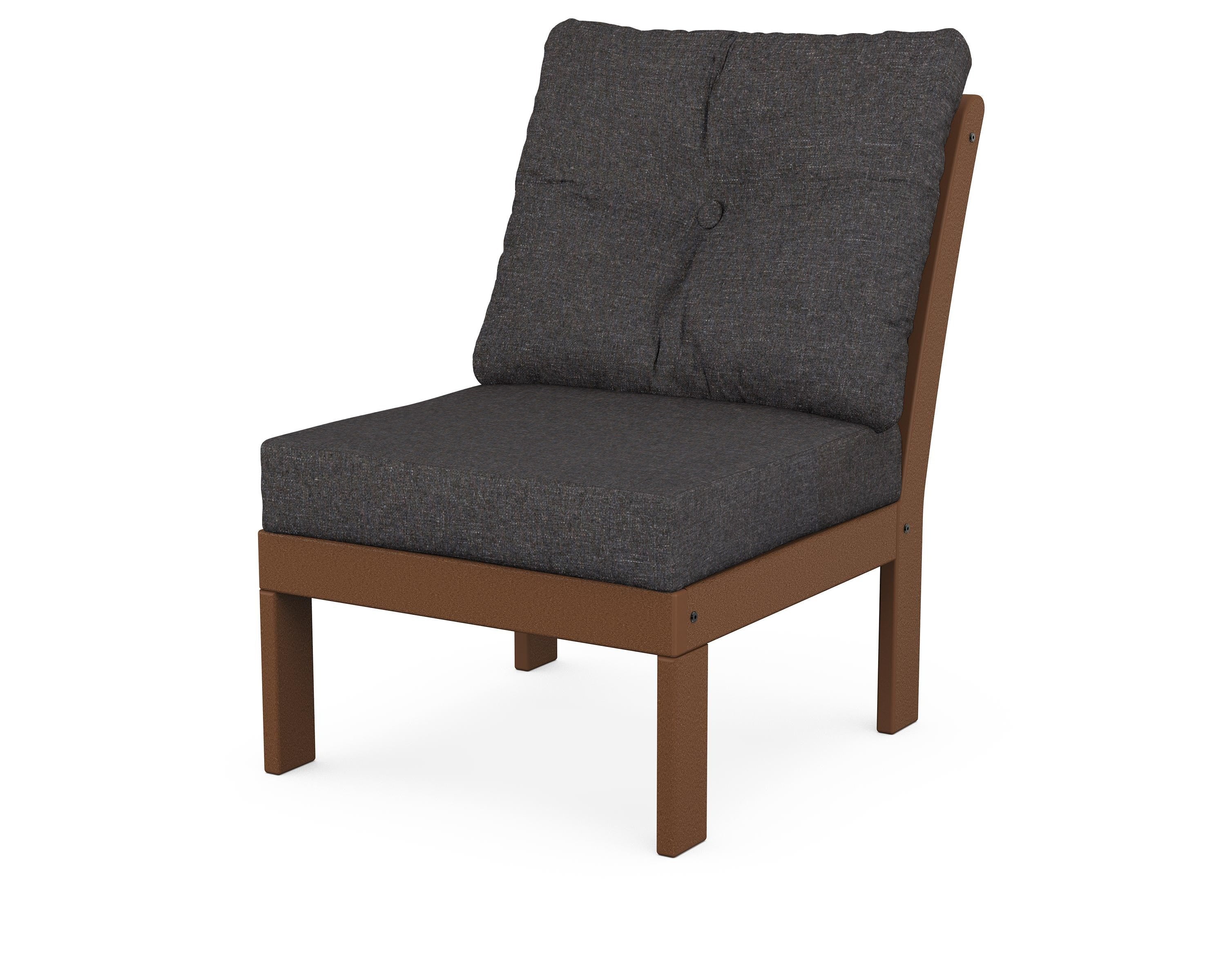 POLYWOOD® Vineyard Modular Armless Chair in Teak / Ash Charcoal