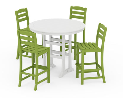 POLYWOOD® La Casa Café 5-Piece Side Chair Bar Dining Set in Lime / White