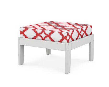 Unbranded Modular Ottoman - Classic in White / Trellis Crimson