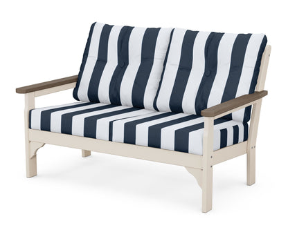 POLYWOOD® Vineyard Deep Seating Loveseat in Sand / Kona / Cabana Stripe Marine Indigo