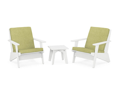 POLYWOOD® Riviera Modern Lounge 3-Piece Set in White / Chartreuse Boucle