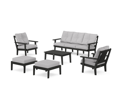 POLYWOOD® Prairie 6-Piece Lounge Sofa Set in Black / Granite