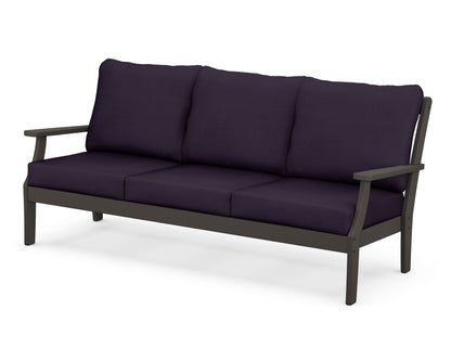 POLYWOOD® Braxton Deep Seating Sofa in Vintage Coffee / Navy Linen
