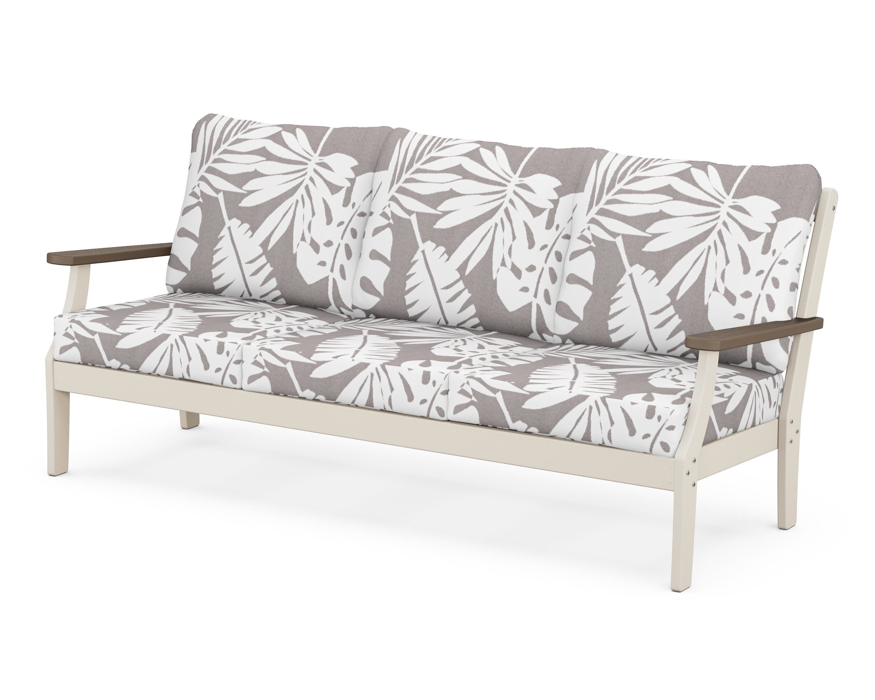 POLYWOOD® Braxton Deep Seating Sofa in Sand / Kona / Leaf Grey Mist