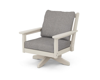 POLYWOOD® Chippendale Deep Seating Swivel Chair in Sand / Grey Mist