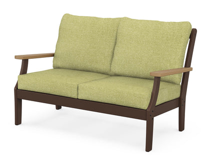 POLYWOOD® Braxton Deep Seating Loveseat in Mahogany / Natural / Chartreuse Boucle