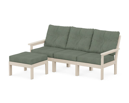 POLYWOOD® Vineyard 4-Piece Sectional with Ottoman in Sand / Cast Sage