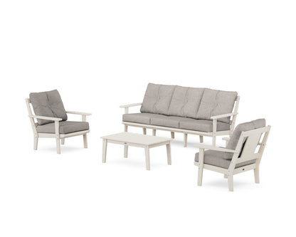 POLYWOOD® Prairie 4-Piece Deep Seating Set with Sofa in Sand / Weathered Tweed
