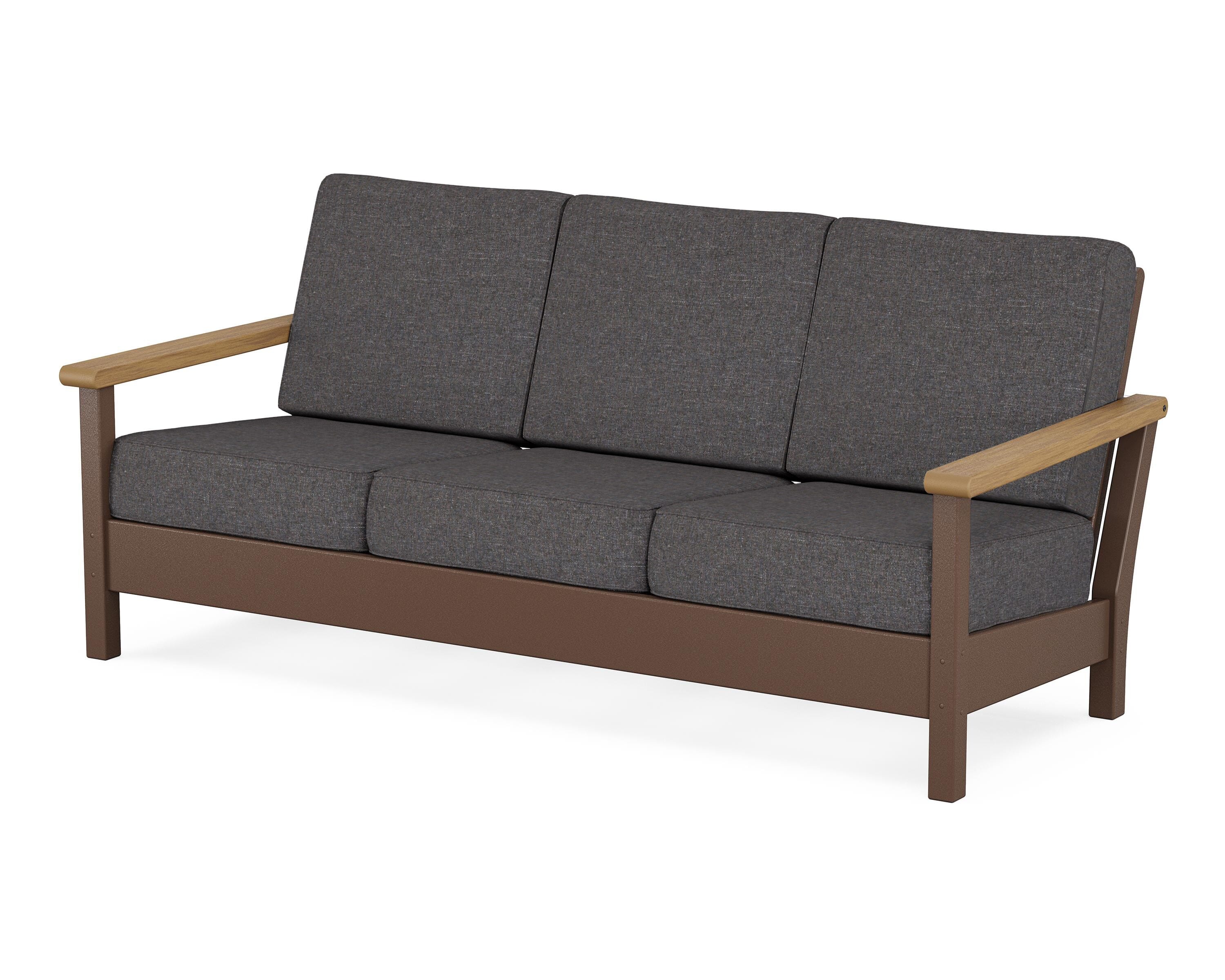 POLYWOOD® Harbour Deep Seating Sofa in Mahogany / Natural / Ash Charcoal
