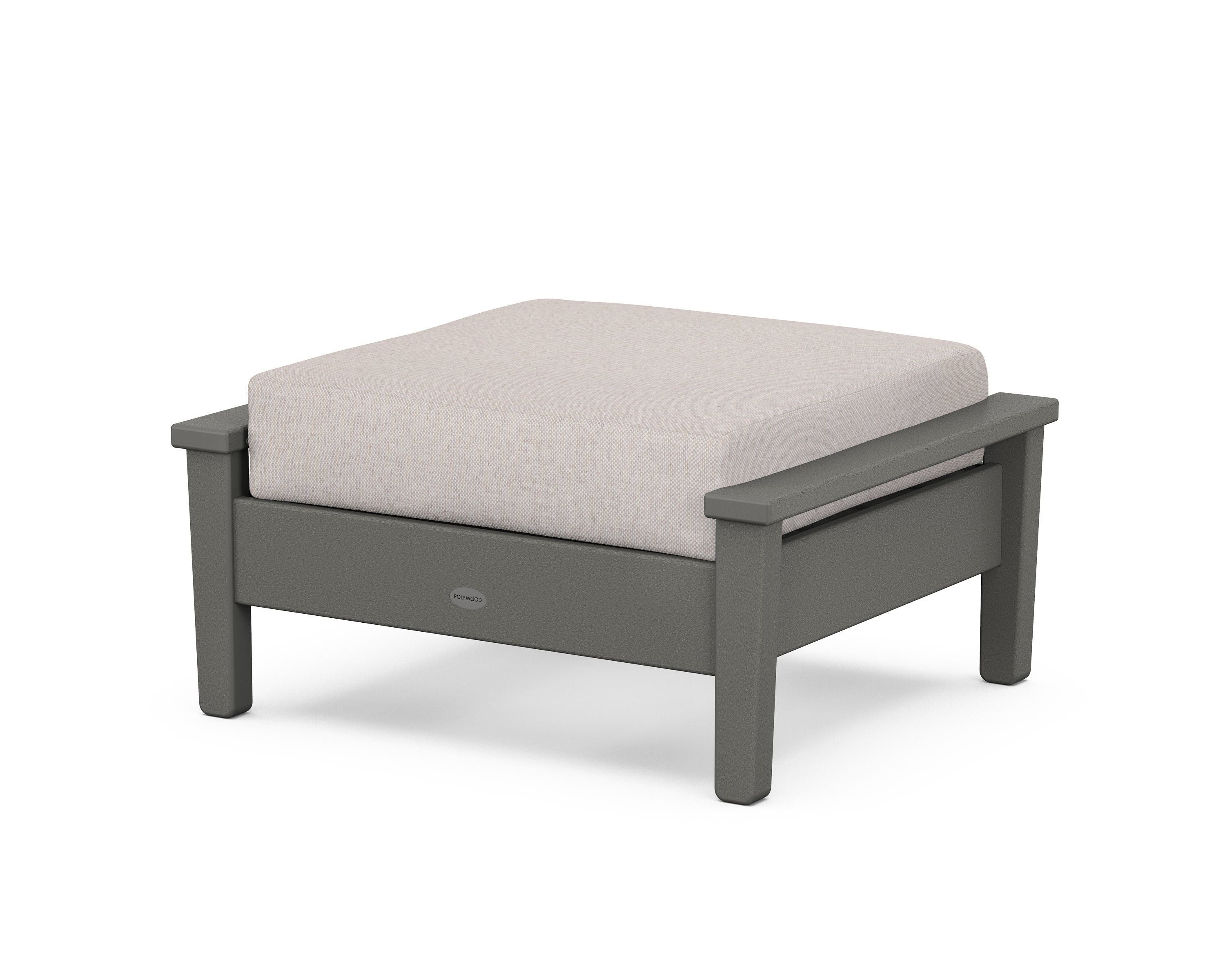 POLYWOOD® Prescott Deep Seating Ottoman in Slate Grey / Dune Burlap