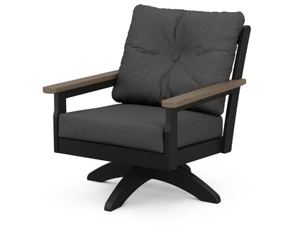 POLYWOOD® Vineyard Deep Seating Swivel Chair in Black / Kona / Spectrum Carbon