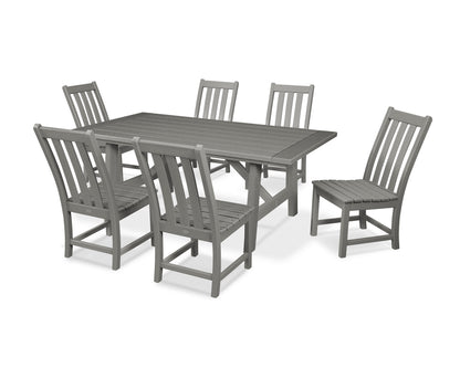 POLYWOOD® Vineyard 7-Piece Rustic Farmhouse Side Chair Dining Set in Slate Grey