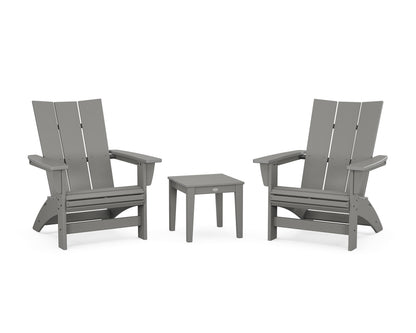 POLYWOOD® 3-Piece Modern Grand Adirondack Set in Slate Grey