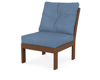 POLYWOOD® Vineyard Modular Armless Chair in Teak / Sky Blue