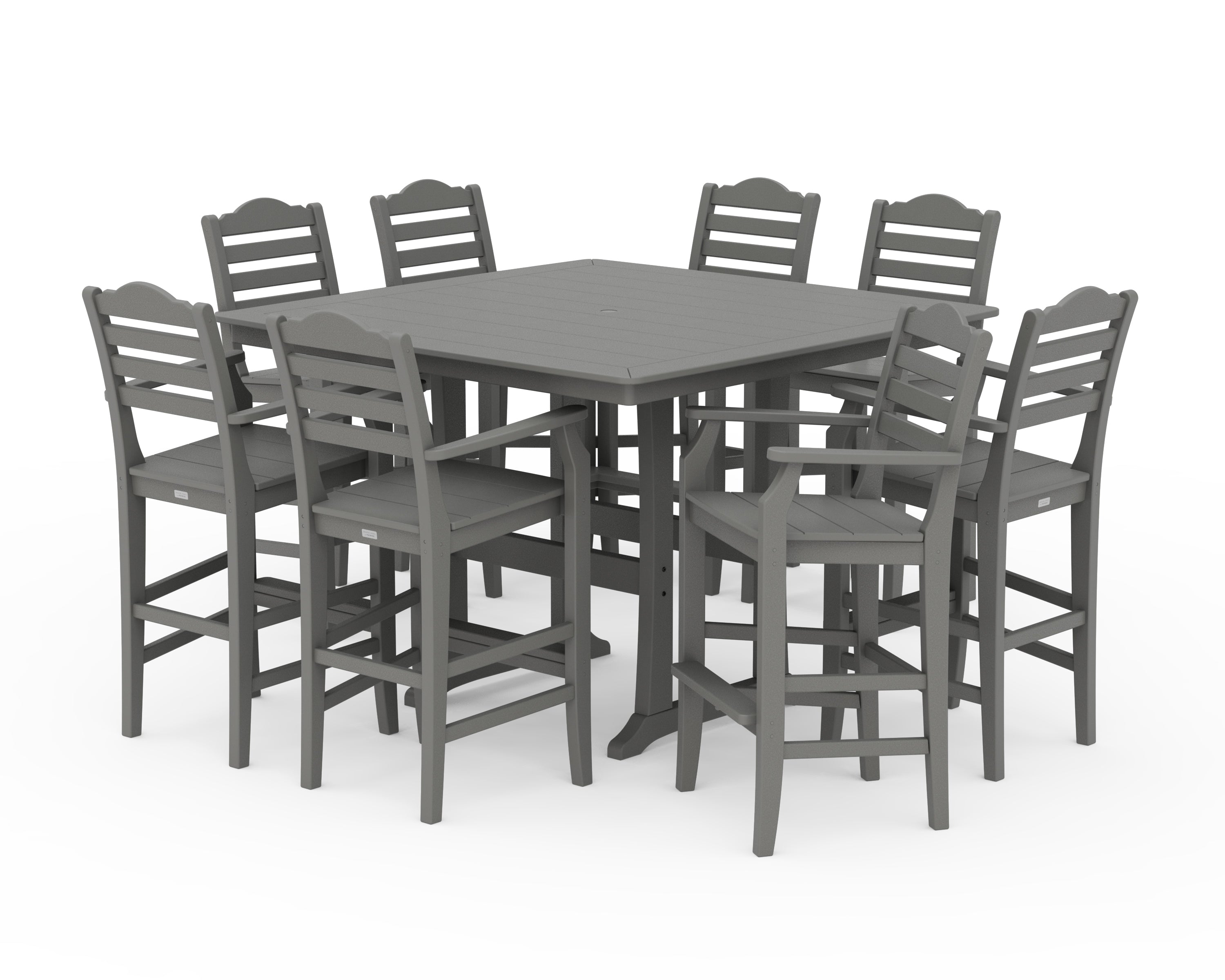 Draper James™ by  POLYWOOD® Savannah 9-Piece Square Bar Set with Trestle Legs in Slate Grey
