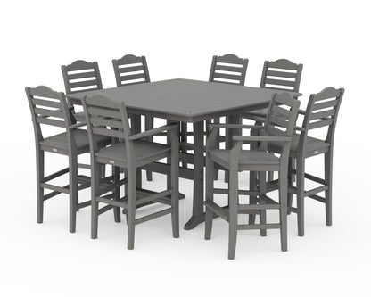 Draper James™ by  POLYWOOD® Savannah 9-Piece Square Bar Set with Trestle Legs in Slate Grey