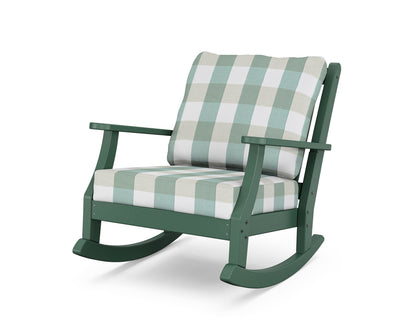 Country Living Wovendale Deep Seating Rocking Chair in Green / Buffalo Plaid Glacier Spa